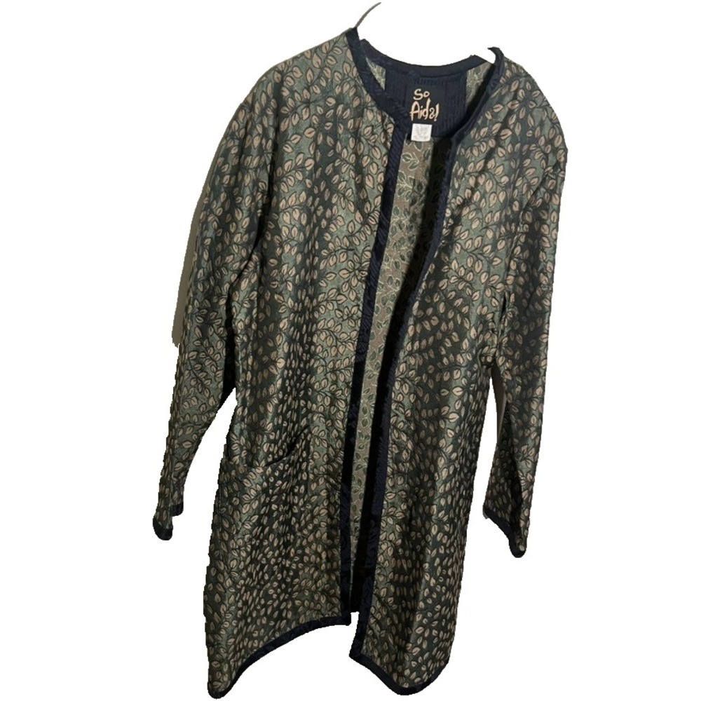 Vintage So Aida!‎ San Francisco Green  Boho Cardigan Coat Aida Leaf Medium